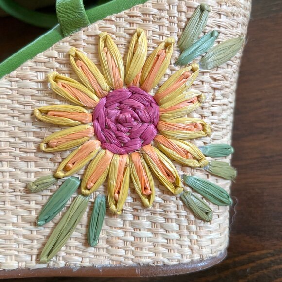 Ann Taylor Green Sunflower Wedge Sandals - Size 6.5 - Picture 4 of 11